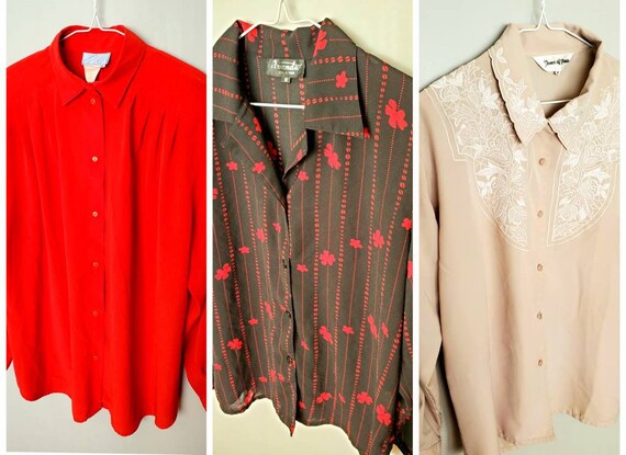 3 blouses size medium, Vintage clothing bundle, vi
