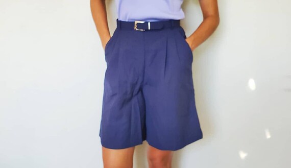White Navy Blue Shorts high waist vintage shorts s