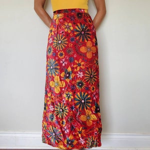 Vintage 1960s Retro Velvet Flower Skirt Size Small