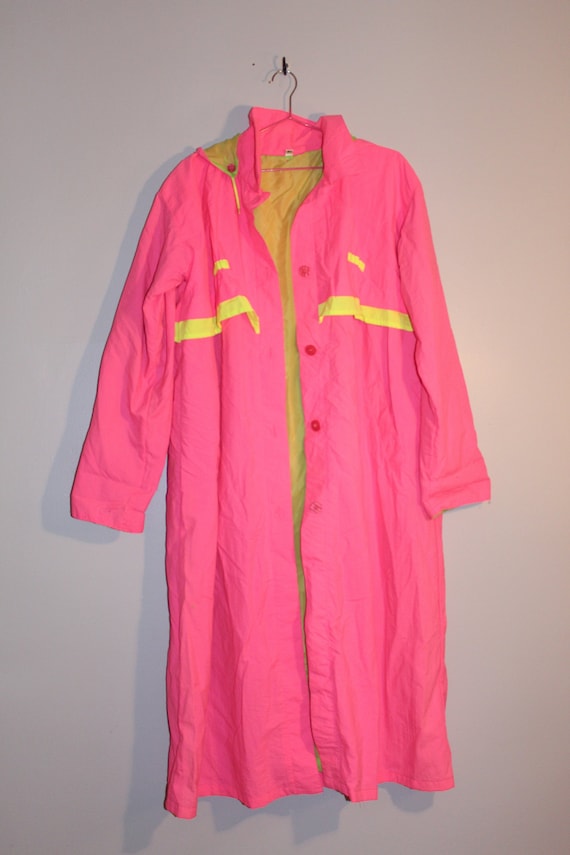 Vintage Neon Pink Trench Coat - Vintage Neon Tren… - image 2