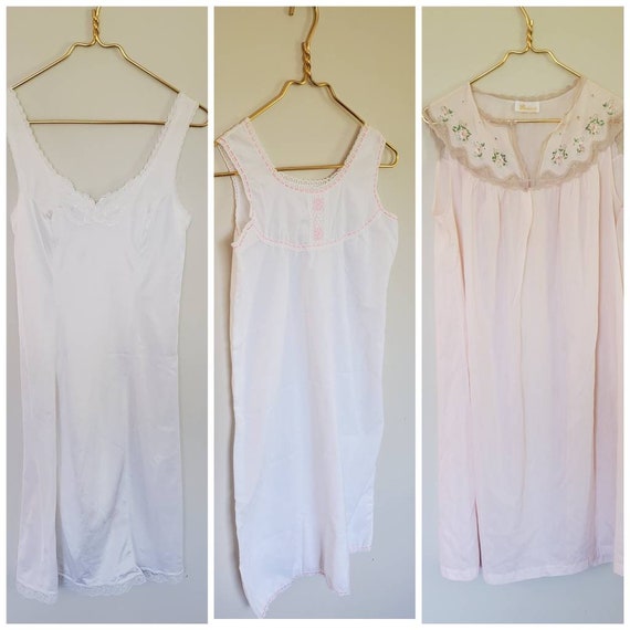 3 Item Lot Vintage Slips / Vintage Nightgowns Lot