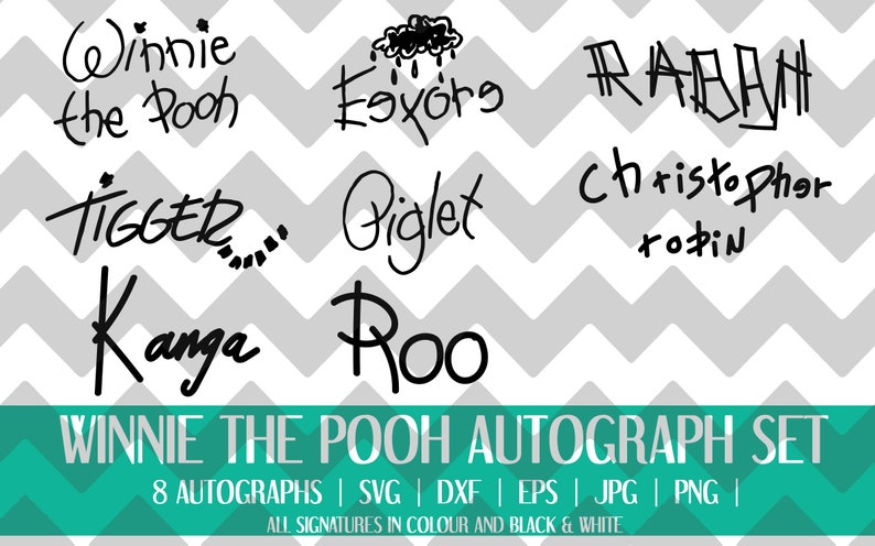 Download Winnie the Pooh and Friends Signatures/Autograph SVG PNG ...