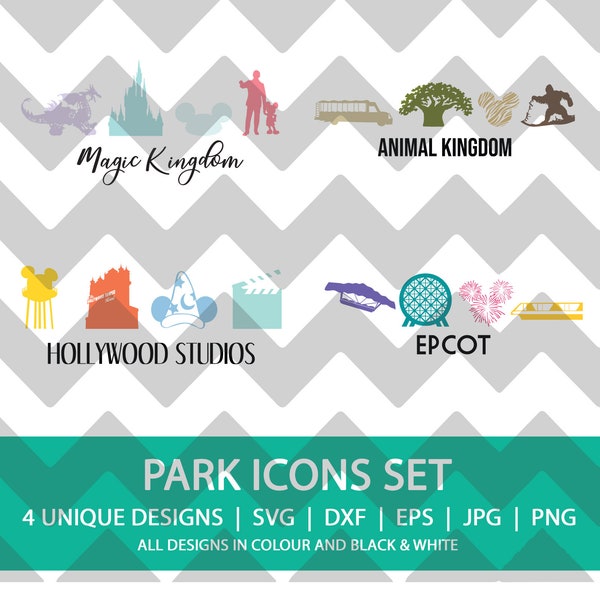 Orlando Parks | SVG | DXF | EPS | Magic Kingdom | Epcot | Hollywood Studios | Animal Kingdom