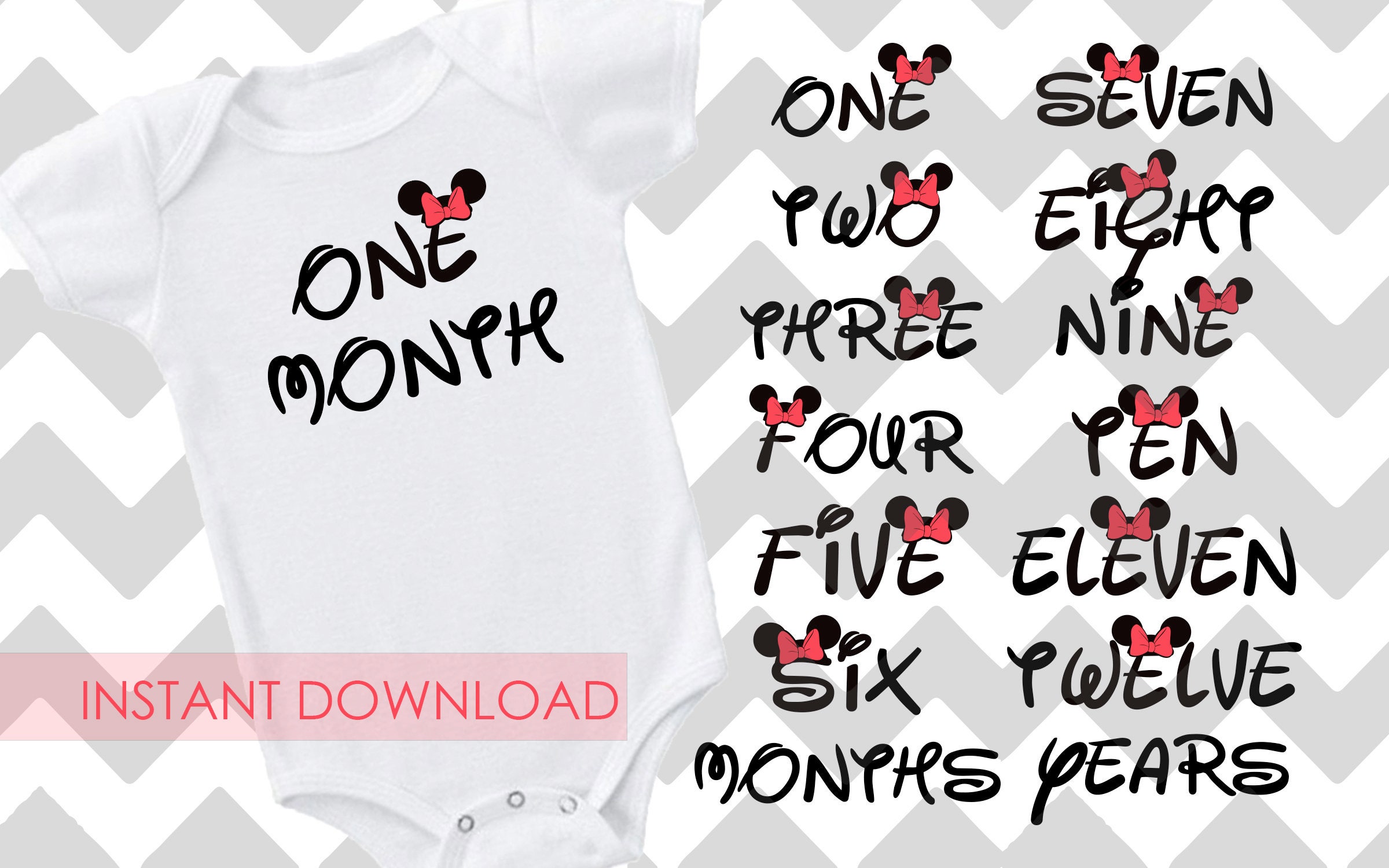 Download Minnie Mouse 12 Month Milestone Baby Set Svg Png Jpg Disney Etsy