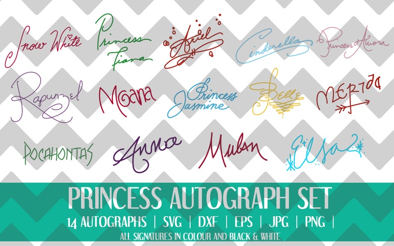 Download Princess Signatures/Autograph SVG PNG JPG Elsa Anna | Etsy