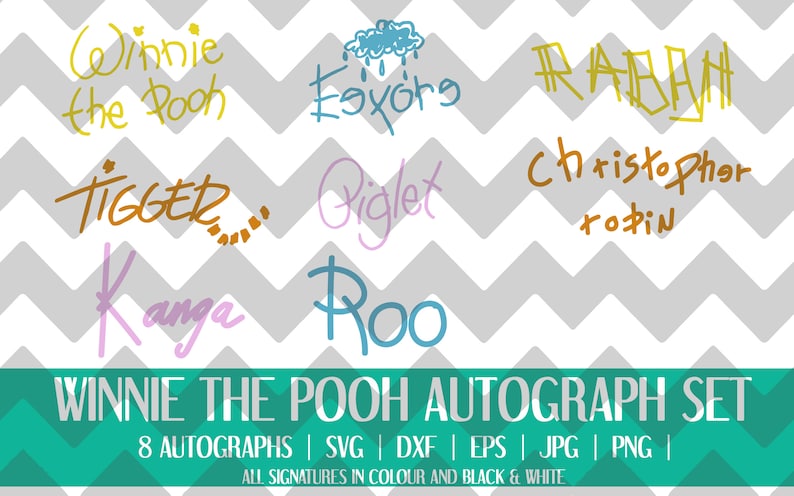 Download Winnie the Pooh and Friends Signatures/Autograph SVG PNG ...