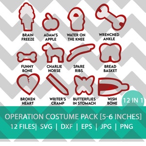 5-6 pouces de taille sur commande - Pack de costumes d'opération | SVG | DXF | PNG