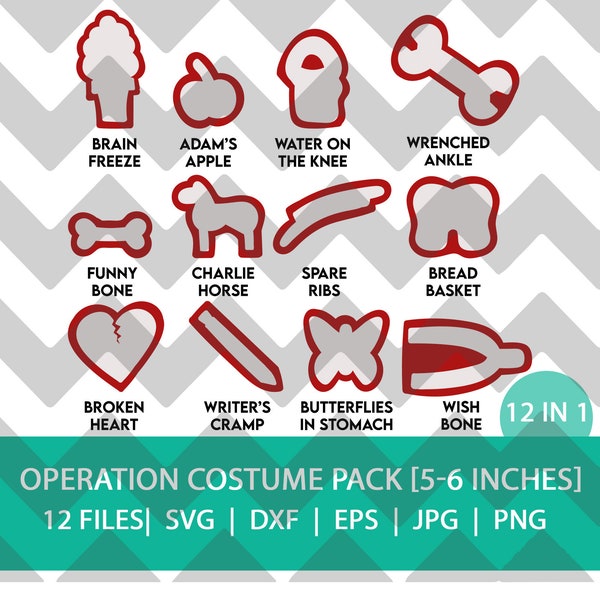 5-6 Inches in Size Custom Order - Operation Costume Pack | SVG | DXF | PNG