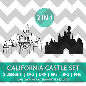 Castelo de Anaheim Califórnia | Castelo da Bela Adormecida | SVG | DXF | png