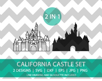 Castelo de Anaheim Califórnia | Castelo da Bela Adormecida | SVG | DXF | png