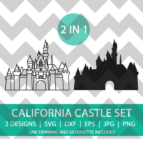 Castillo de Anaheim California / Castillo de la Bella Durmiente / SVG / DXF / PNG