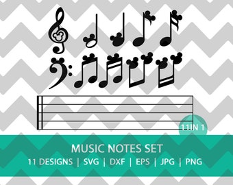 Mickey Ear Inspired Music Notes | SVG | PNG | JPG