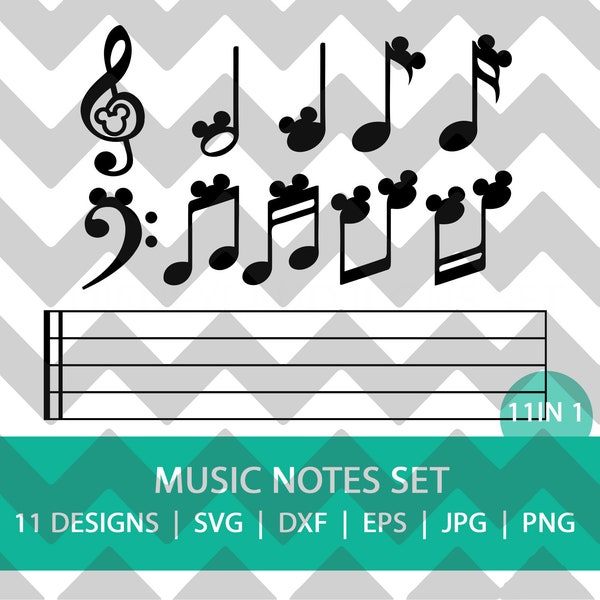 Mickey Ear Inspired Music Notes | SVG | PNG | JPG