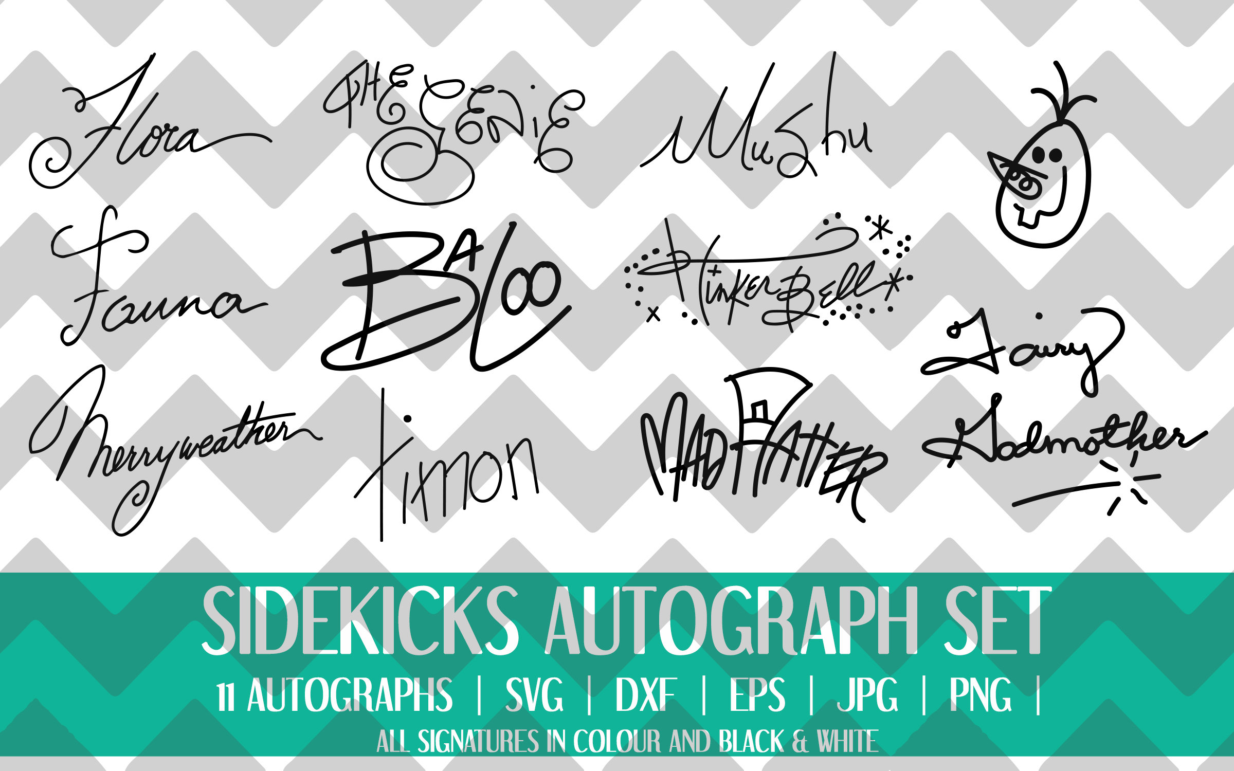 Disney Characters Signatures Svg