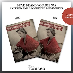 Vintage 1950s Bear Brand Vol 342 Knitted Crocheted Bedjackets Pattern Book Mid Century Intimate Loungewear Shrugs Lace Bed Jackets Booklet