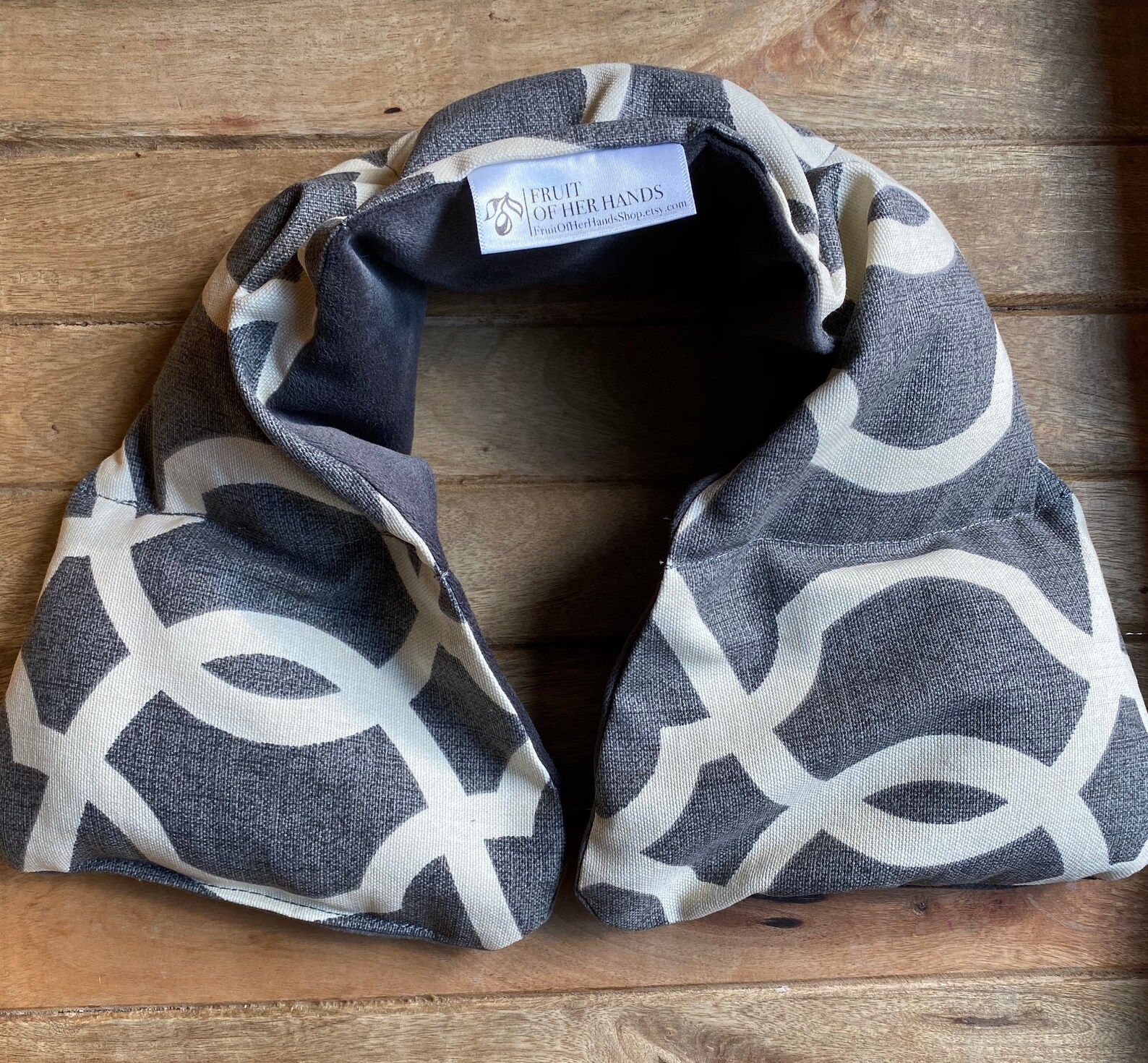 Handmade Neck Warmer Lavender Scented Gray Cream Ogee Etsy