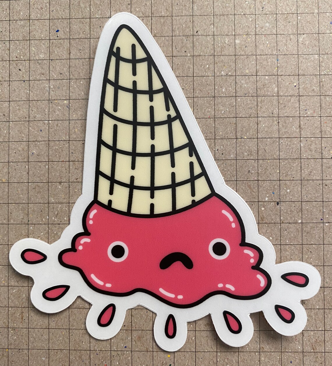 Upside down ice cream character 3x3 clear vinyl sticker Etsy
