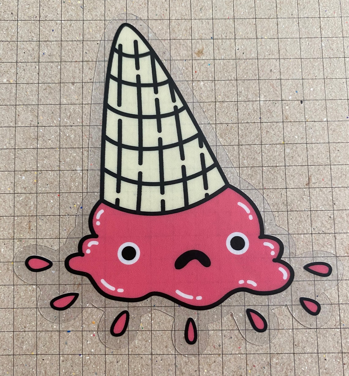 Upside down ice cream character 3x3 clear vinyl sticker Etsy