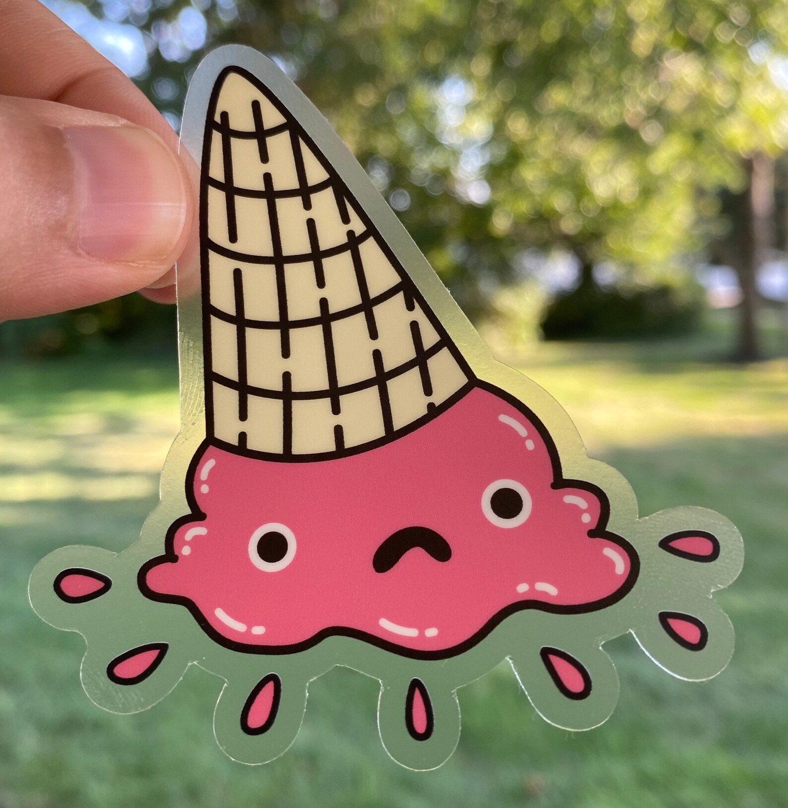 Upside down ice cream character 3x3 clear vinyl sticker Etsy