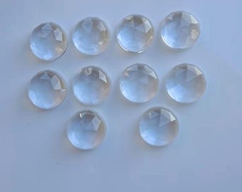Clear Quartz Rose Cut Round Shape Gemstones 10x10 MM Handmade Loose Gemstones