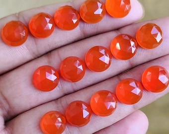 Carnelian Rose Cut Round Shape Gemstones 10x10 MM Handmade Loose Gemstones