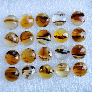 Natural Montana Agate Rose Cut With Flat Back Round Shape Gemstones 8x8 MM Handmade Loose Gemstones 20 Pieces Lot