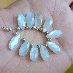 Natürliche Grauen Mondstein Facettierte Birnen Form Edelstein 7x15 MM Handgemachte Lose Edelsteinperlen Edelsteine 10 Stück Perlen Brioletten