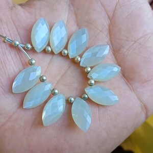 Natürlicher Grauer Mondstein Facettiert Marquise Form Edelstein 8x16 MM Handmade Lose Perlen Edelsteine 10 Stück Perlen Brioletten