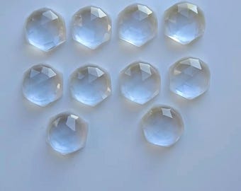 Clear Quartz Rose Cut Hexagon Shape Gemstones 10x10 MM Handmade Loose Gemstones