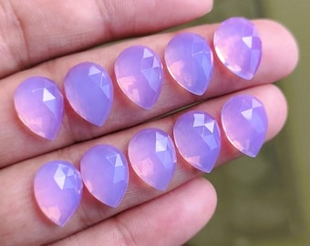 Natuurlijke lavendelkwarts roosgeslepen met platte achterkant peervorm edelstenen 10 x 14 mm handgemaakte losse edelstenen 10 stuks veel