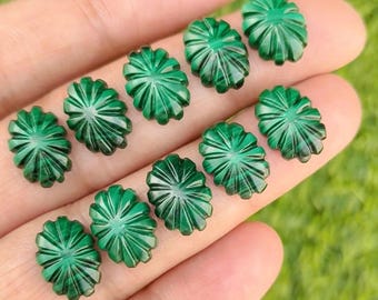 Natural Malachite Hand Carving Oval Shape Gemstones 10x14 MM Handmade Loose Gemstones