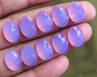 Natuurlijke lavendelkwarts roos gesneden met platte achterkant ovale vorm edelstenen 10 x 14 mm handgemaakte losse edelstenen 10 stuks veel