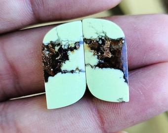 One Matched Pair Natural Lemon Chrysoprase Smooth Fancy Shape Cabochon 25x11x4 MM