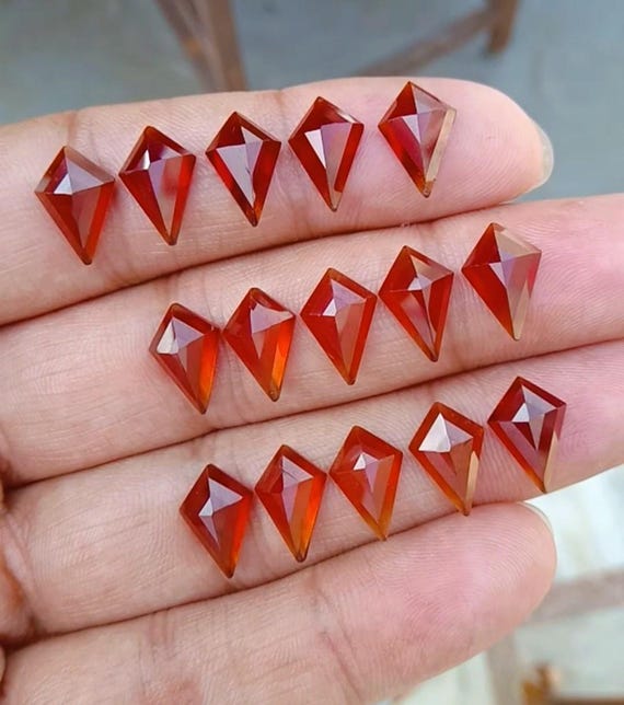 Natural Hessonite Garnet Step Cut Kite Shape Gemstones 8x12 MM Handmade Loose Gemstones
