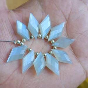 Natural Grey Moonstone Faceted Fancy Shape Gemstone 10x20 MM Handmade Loose Beads Gemstones 10 Pieces Beads Briolettes