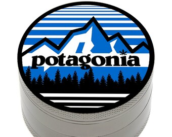 Herb Grinder Patagonia Inspired Potagonia 2.5" 4 Piece with Pollen Catcher, Storage and Bonus Carrying Bag