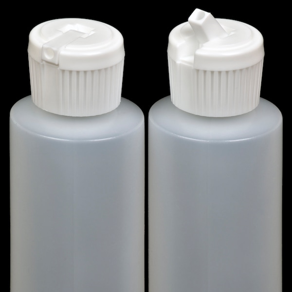 Plastic Bottle w/White Turret Lid, 2-oz., 12-Pack, New