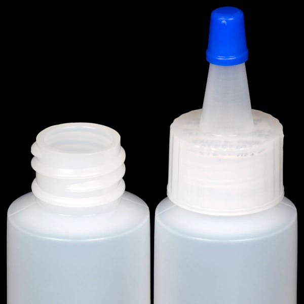 Plastic Spout Lid Dropper/Applicator Bottle w/Blue Overcap, 1-oz., 50-Pack, New