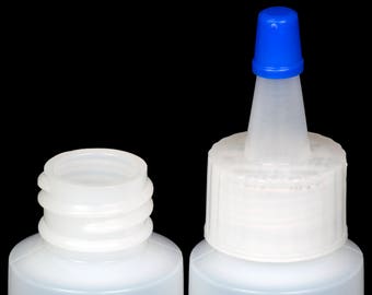 Plastic Spout Lid Dropper/Applicator Bottle w/Blue Overcap, 1-oz., 12-Pack, New