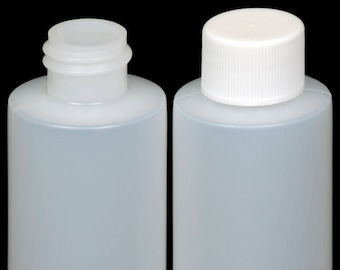 Plastic Bottle (HDPE) w/White Lid, 2-oz. 100-Pack, New