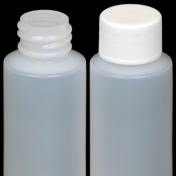 Plastic Bottle (HDPE) w/White Lid, 1-oz. 12-Pack, New