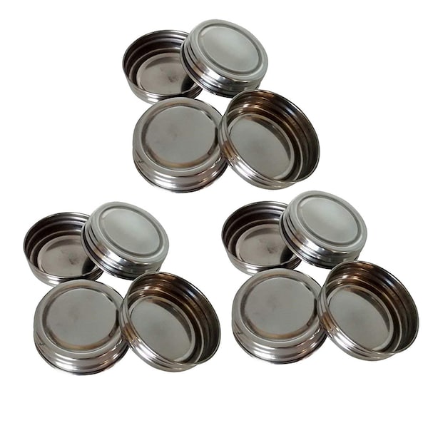 Replacement Lids for IKEA RAJTAN Glass Spice Jar 5 Oz (400.647.02) Stainless Steel Caps lids set of 12 pieces by American Ayurveda