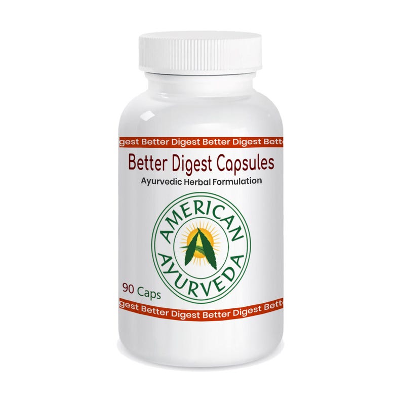 Vegetarian Herbal Better Digest Capsules for improving Digestion, Bloating, Belching and Stomach Gas by American Ayurveda