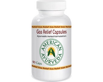 90 Vegetarian Herbal Gas Relief Capsules for Digestive Disorders, and other related health issues by American Ayurveda