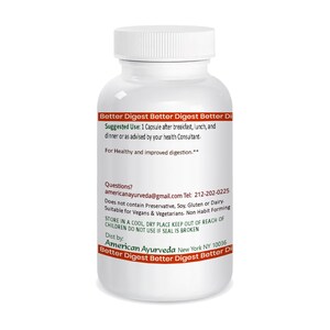 Vegetarian Herbal Better Digest Capsules for improving Digestion, Bloating, Belching and Stomach Gas by American Ayurveda