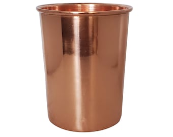 100% Pure Copper Cup 250ml Tumbler Glass Mug Holistic Health Yoga minimalist design choose from plain or hammered finish American Ayurveda