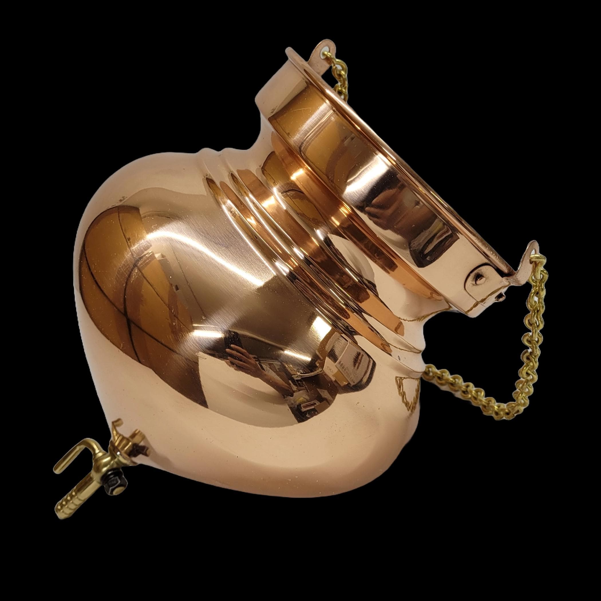 真鍮バルブ付き純銅シロダーラポット、アメリカンアーユルヴェーダ