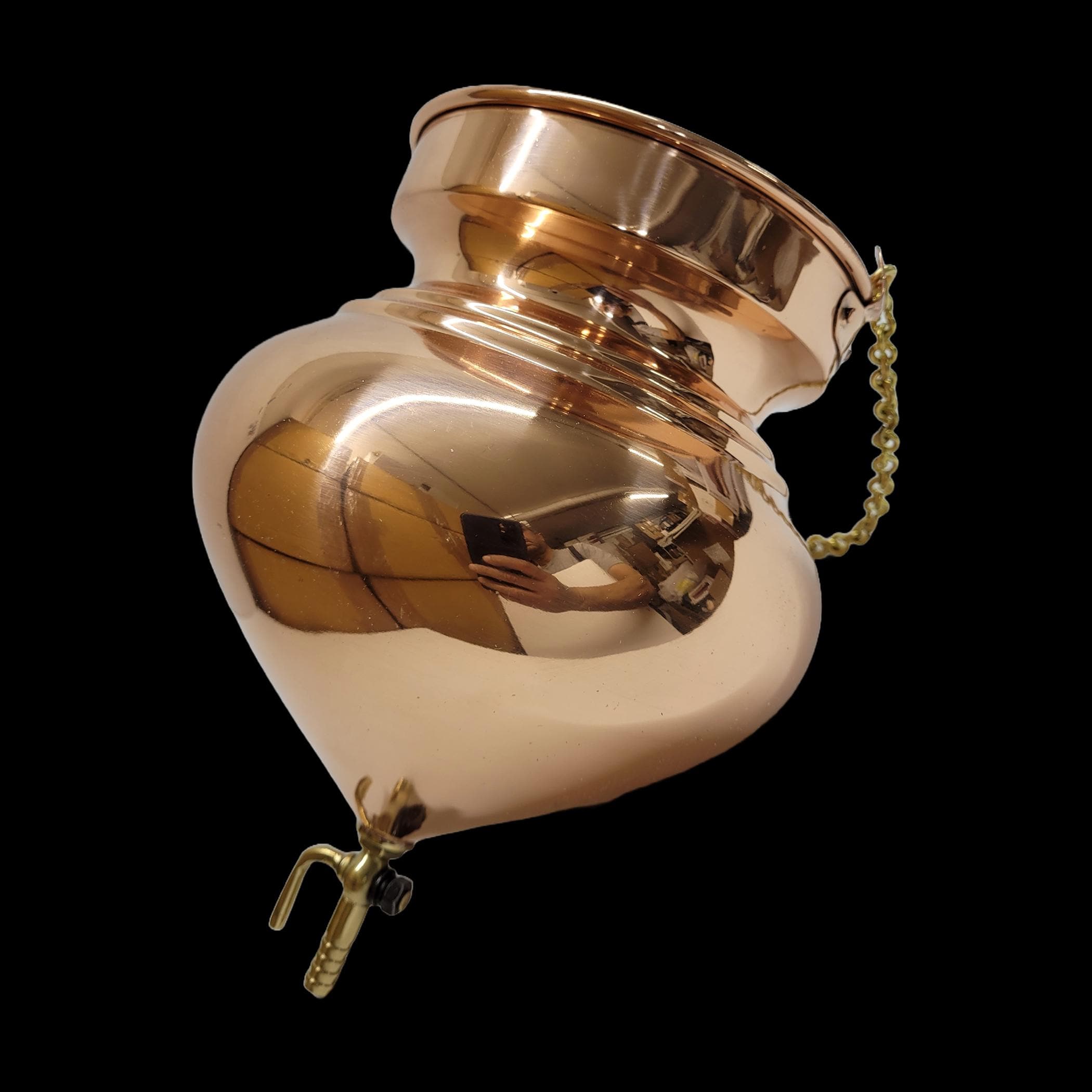 真鍮バルブ付き純銅シロダーラポット、アメリカンアーユルヴェーダ