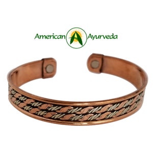 Copper Bracelet for Men Women with 2 Powerful Magnets for Natural Arthritis Pain Relief RSI Carpal Tunnel Syndrome by American Ayurveda