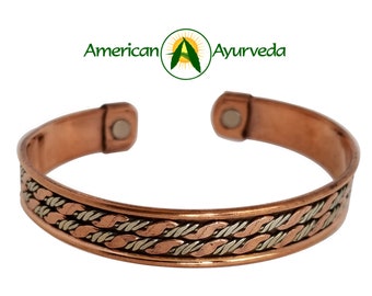 Copper Bracelet for Men Women with 2 Powerful Magnets for Natural Arthritis Pain Relief RSI Carpal Tunnel Syndrome by American Ayurveda